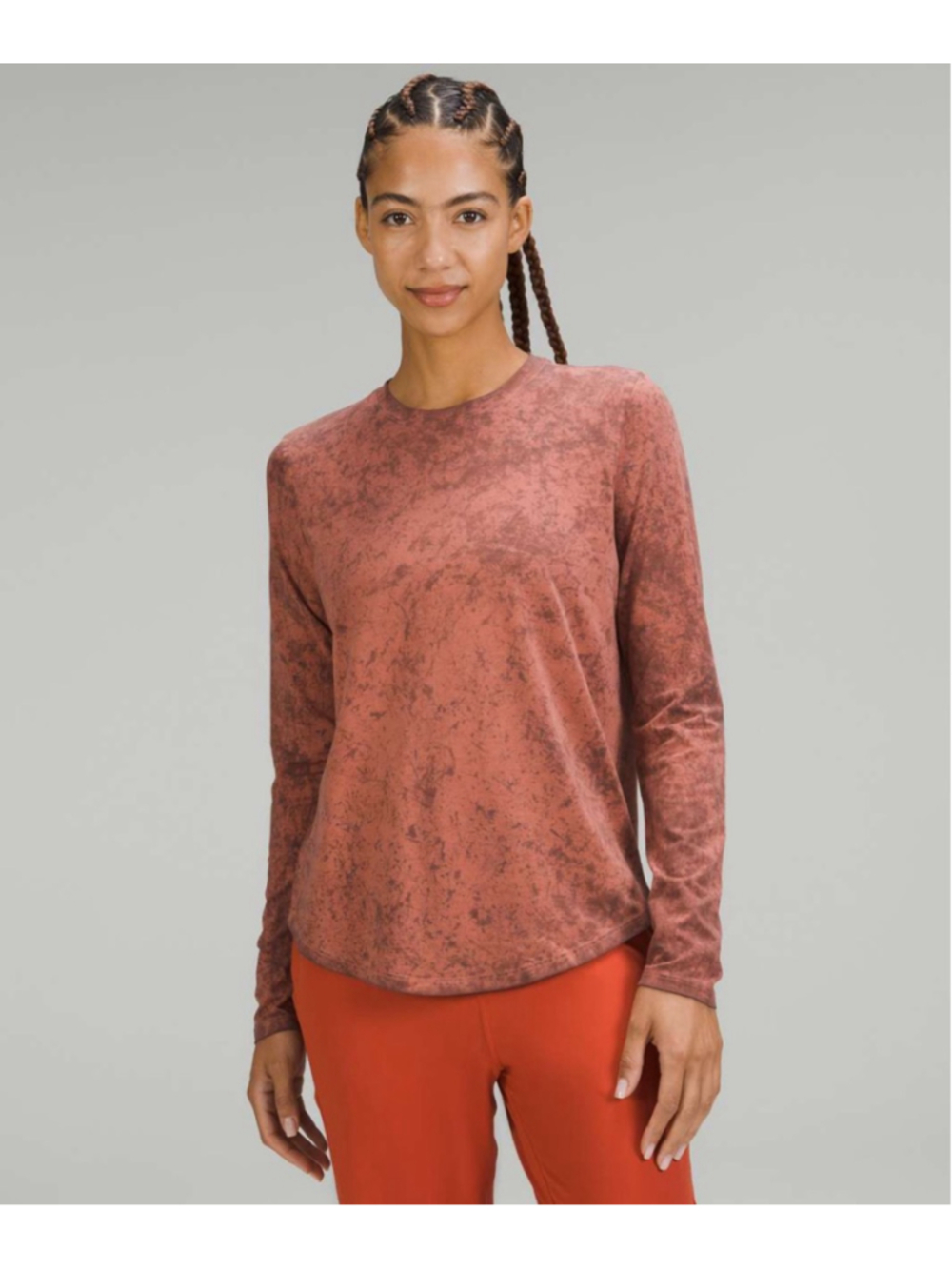 Lululemon Love LS Cirrus Wash Canyon Rock Roasted Brown Black Granite sz 10
